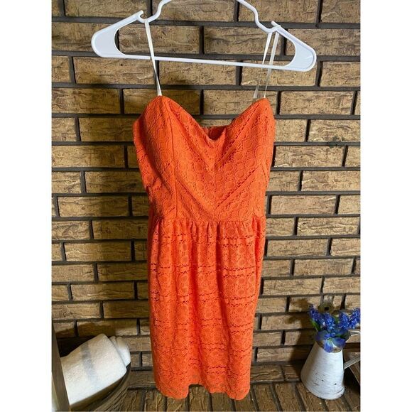 NWT City Triangles Orange Dress‎ With Lace Design - Picture 1 of 5